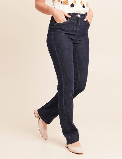 Jean coupe droite taille haute denim brut femme