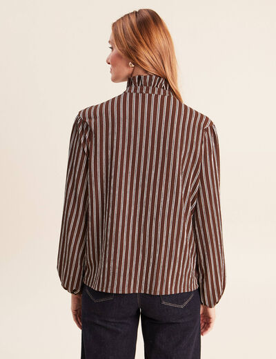 Blouse droite manches longues marron femme