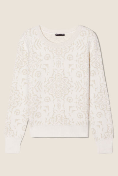 Pull manches longues blanc femme