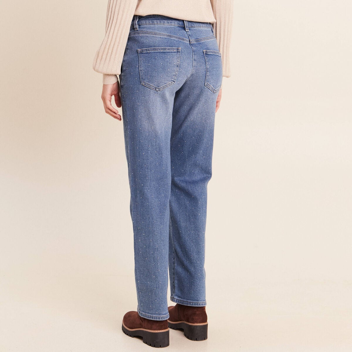 Jean avec strass denim stone femme