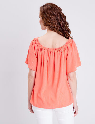 Blouse manches courtes orange clair femme