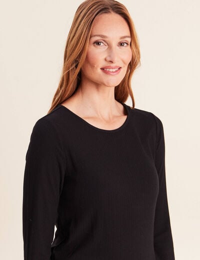 T-shirt thermique ajust&eacute; manches longues noir femme