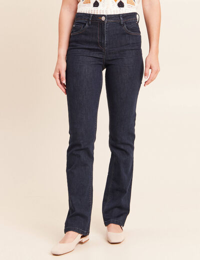 Jean coupe droite taille haute denim brut femme