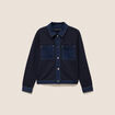 Veste droite courte manches longues denim brut femme