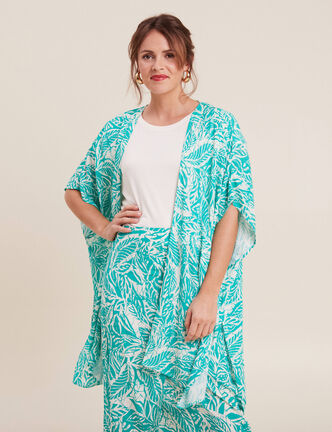 Kimono dos smocké vert émeraude femme