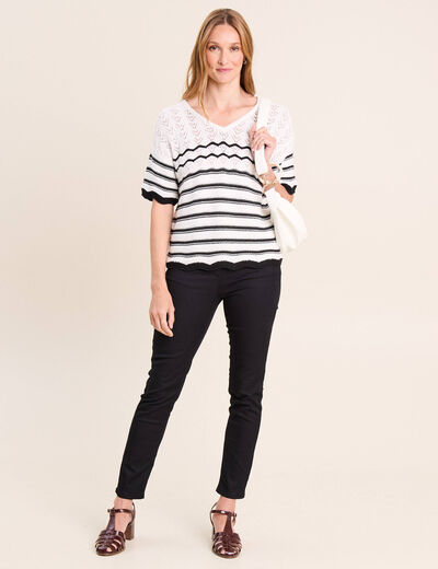 Pull col v noir femme