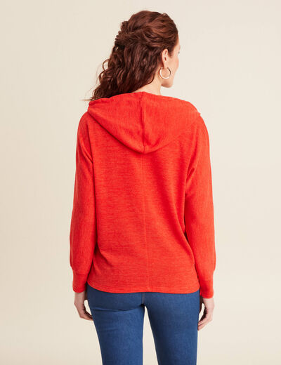 Sweat à capuche orange foncé femme