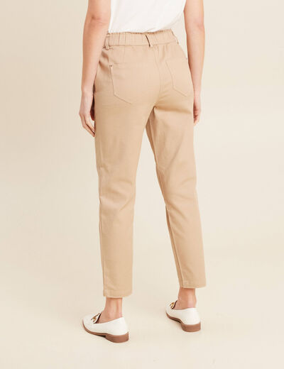 Pantalon coupe droite 7/8&egrave;me sable femme