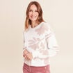Pull col rond manches longues beige femme