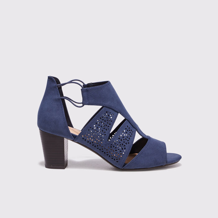 Sandales à talons perforées bleu marine femme