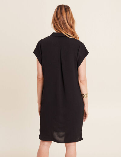 Robe droite col en V noir femme
