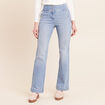 Jean coupe bootcut taille haute denim bleach femme