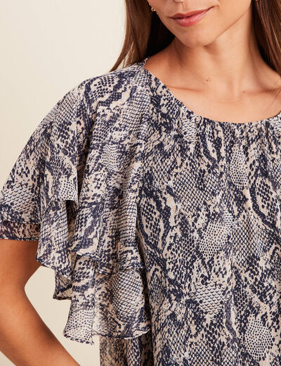 Blouse ample en voile doublée beige femme