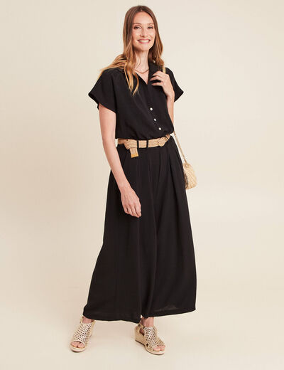 Combinaison large avec ceinture amovible noir femme