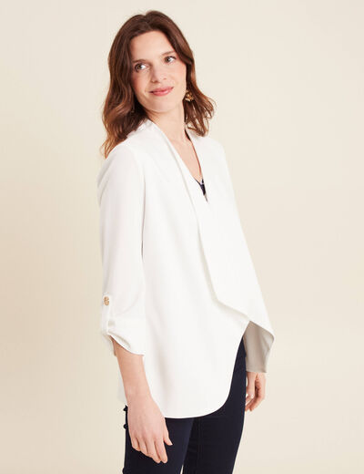 Veste esprit tailleur cascade ecru femme