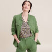 Veste droite boutonn&eacute;e vert femme