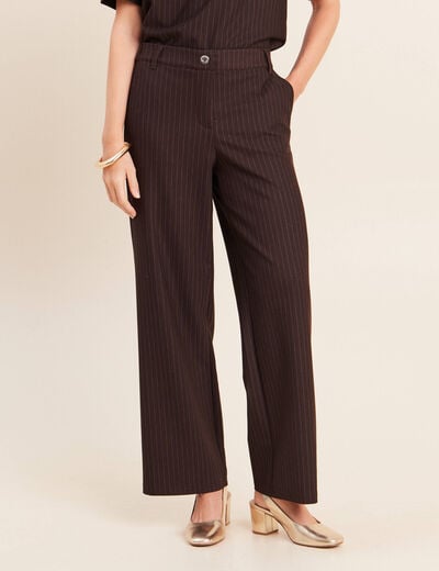 Pantalon large 7/8&egrave;me marron femme