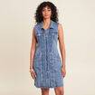 Robe droite brodée en jean denim double stone femme