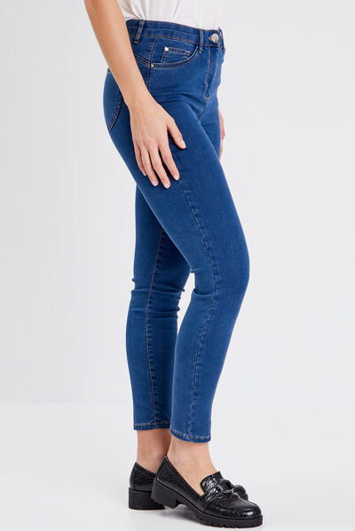 Pantalon léger taille haute 7/8ème denim double stone femme