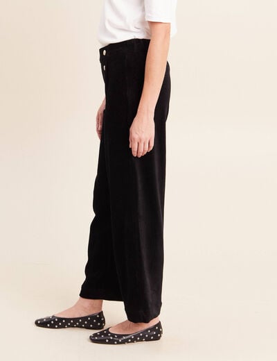 Pantalon loose en velours noir femme
