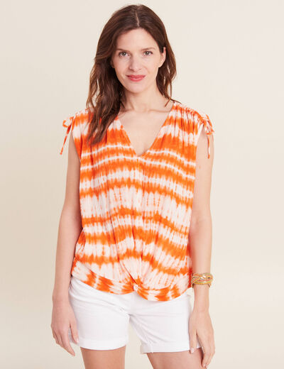 Blouse sans manches orange femme