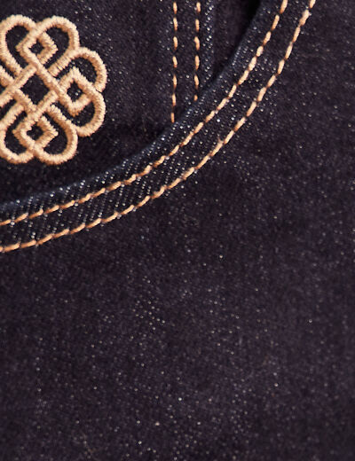 Jupe courte trap&egrave;ze en jean denim brut femme