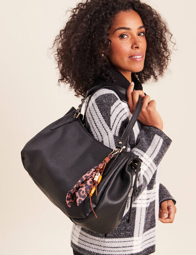 Sac port&eacute; &eacute;paule doubl&eacute; noir femme