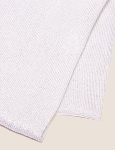 Foulard brillant à franges ecru femme