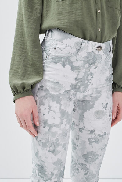 Pantalon léger imprimé magique vert clair femme