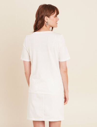T-shirt manches courtes ecru femme