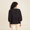blouse ample col rond manches 3/4 noir femme