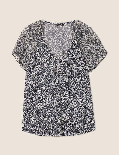 T-shirt manches courtes bleu femme