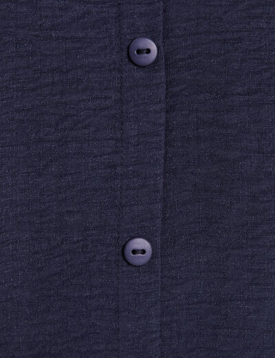 Blouse col v manches courtes bleu foncé femme