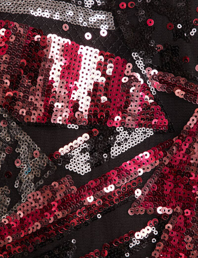 Pull manches longues sequins noir femme