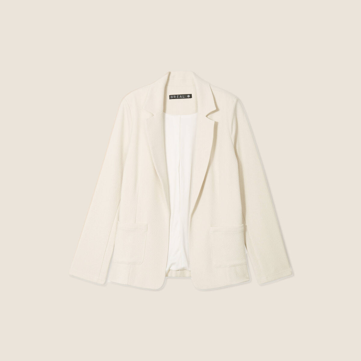 Veste tailleur cintr&eacute;e ecru femme