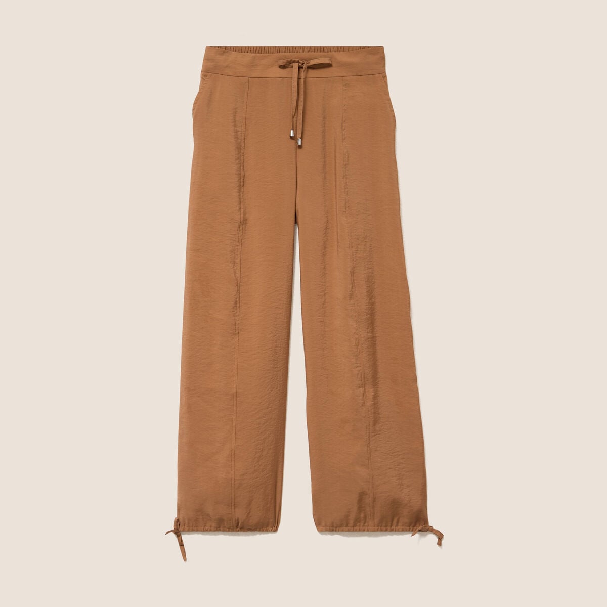 Pantalon taille haute 7/8&egrave;me resserr&eacute; beige femme