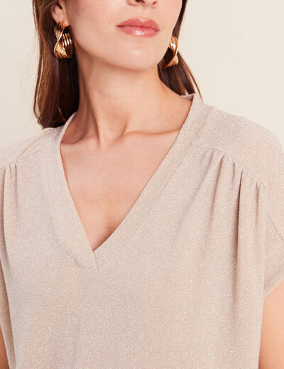 T-shirt manches courtes couleur or femme