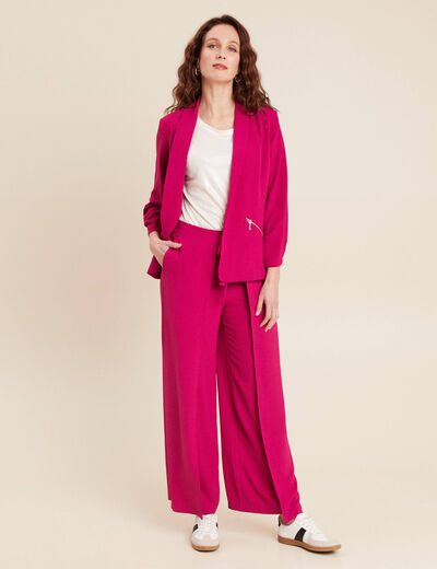 Pantalon coupe large portefeuille rose fushia femme