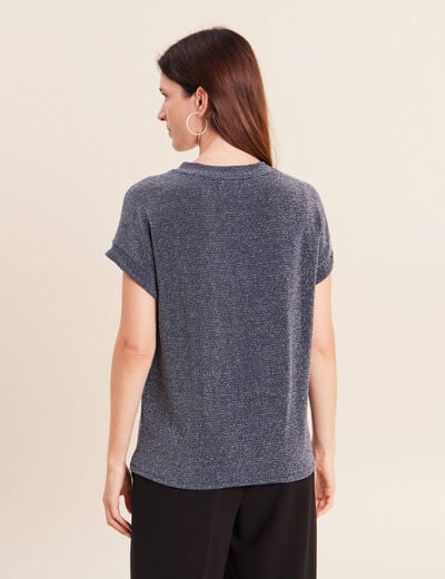 T-shirt manches courtes bleu marine femme