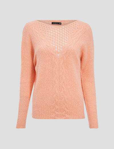 Pull manches longues rose clair femme