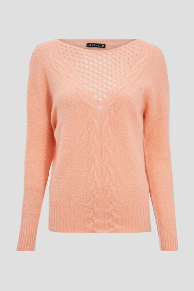 Pull manches longues rose clair femme