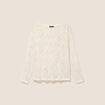 T-shirt manches longues aspect dentelle ecru femme