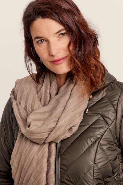 Foulard plissé taupe femme