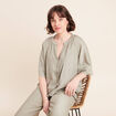 Blouse ample col v manches 3/4 vert clair femme