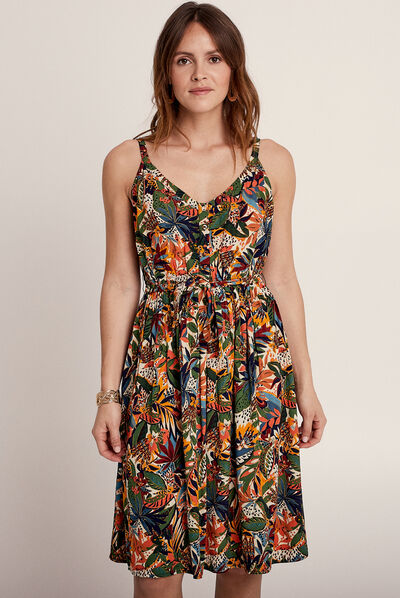 Robe droite à bretelles multicolore femme