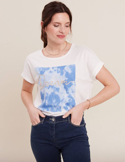 T-shirt manches courtes ecru femme