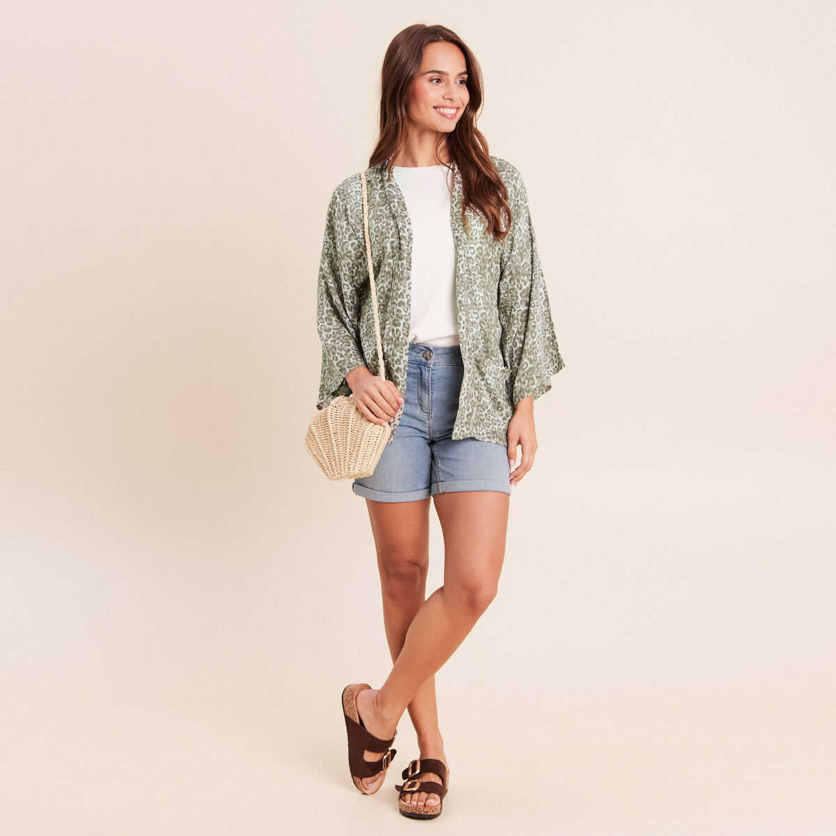Kimono avec poches vert clair femme