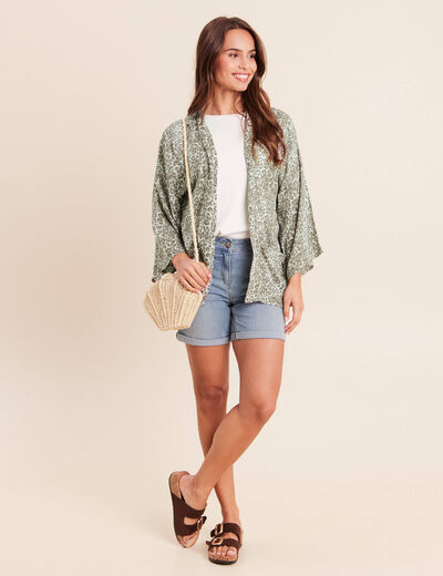 Kimono avec poches vert clair femme