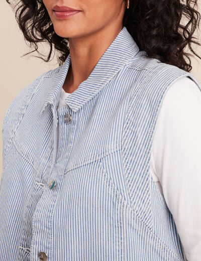 Veste sans manches en jean bleu femme