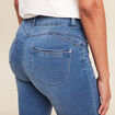 Jean coupe ajust&eacute;e 7/8&egrave;me taille haute denim double stone femme